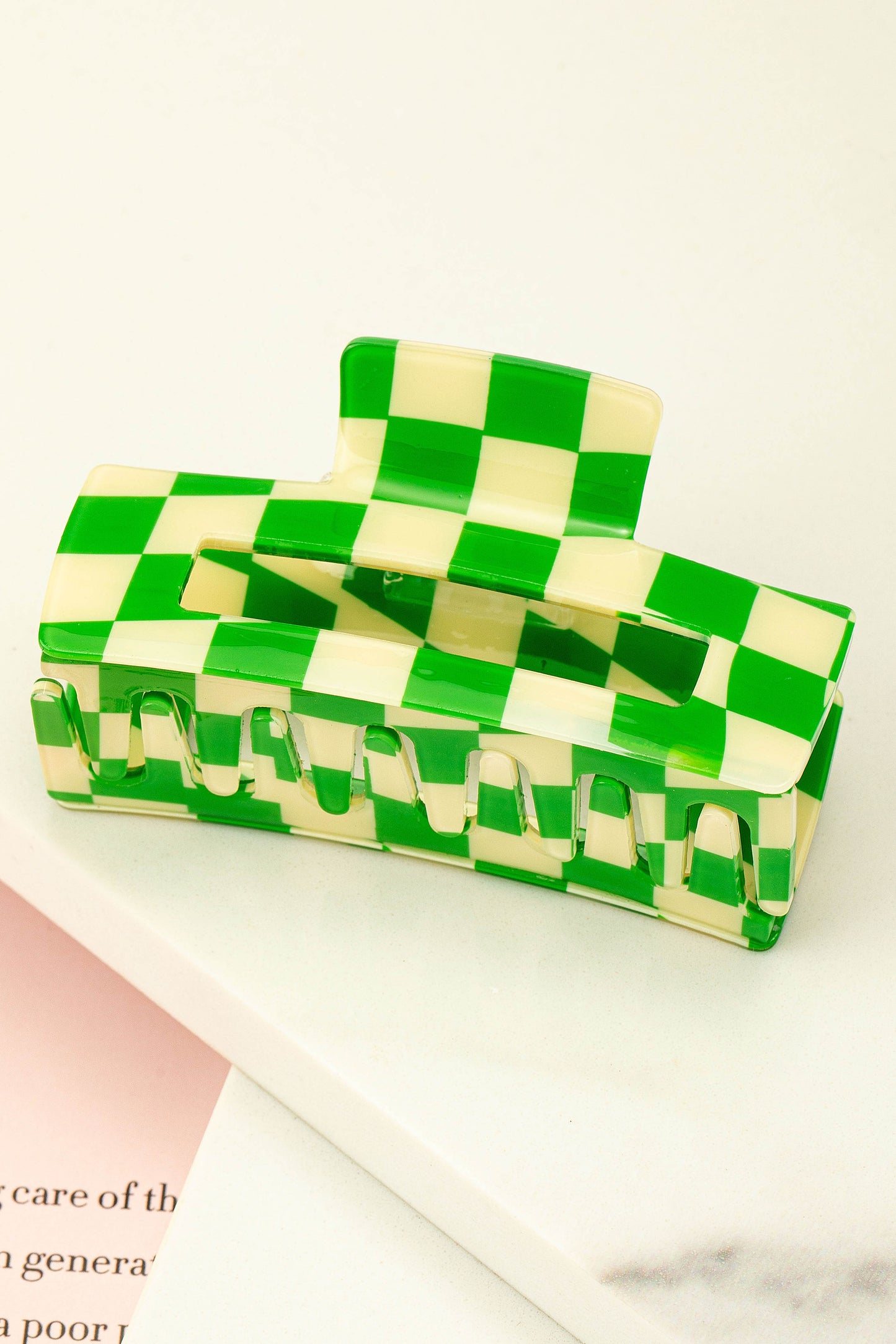 Retro Checkered Acetate Claw Clip